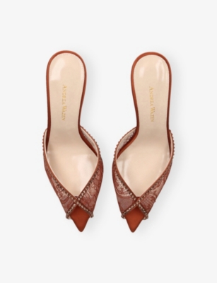 ANDREA WAZEN: Katy 75 Lace and Satin Mules
