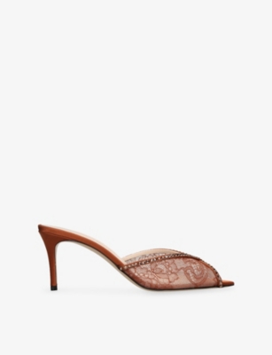 ANDREA WAZEN: Katy 75 Lace and Satin Mules