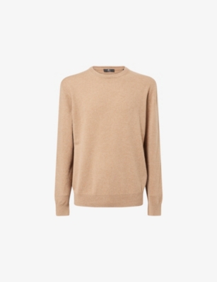 7 For All Mankind Ens Sandcastle Crewneck Logo-patch Cashmere Jumper Xl In Neutral