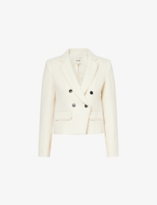 Me And Em And Em Womens Ivory Am To Pm Fitted Woven Blazer In White