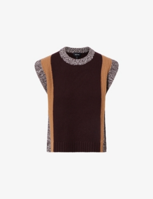 ME AND EM: Contrast-Knit Panelled Merino-Wool Vest