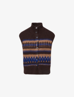 ME AND EM: Jacquard-Pattern Knitted Alpaca And Merino Wool Blend Vest