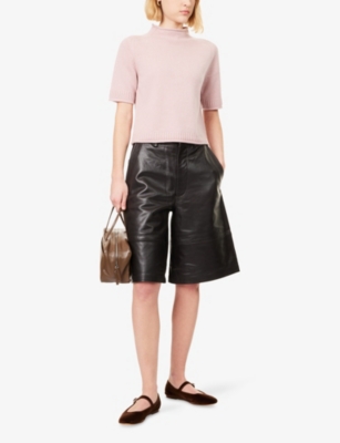 ME AND EM: Roll-Trim Short-Sleeve Cashmere T-Shirt