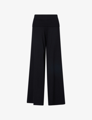 Me And Em Womens  Palazzo Wide-leg Stretch-woven Trousers In Black