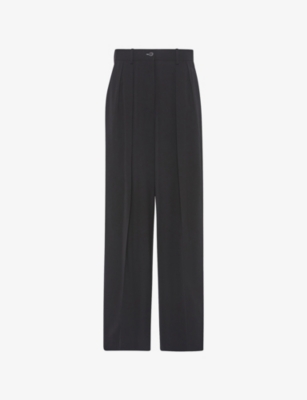 The Row Womens  Igor Pleat Straight-leg Woven Trousers In Black