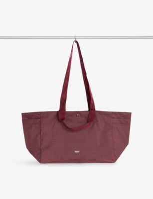 Hay Burgundy Grid Everyday Mini Woven Tote Bag Xs