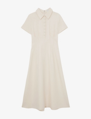 Womens Reiss Mari Short-Sleeved Stretch-Woven Midi Dress