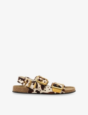 Allsaints: Staffa Cow-Print Leather Sandals