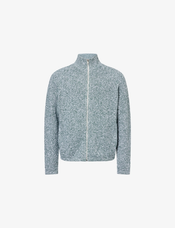 Textured High-Neck Cotton-Knit Jumper