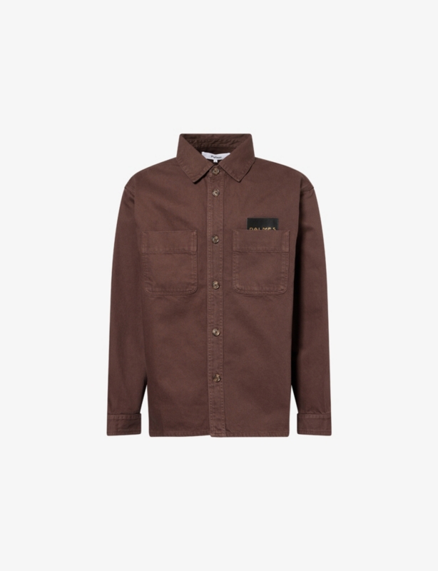 Coarse Brand-Patch Denim Overshirt