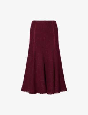 Gabriela Hearst Womens Bordeaux Fuchsia Amy Wool and Cashmere-Blend Skirt 10