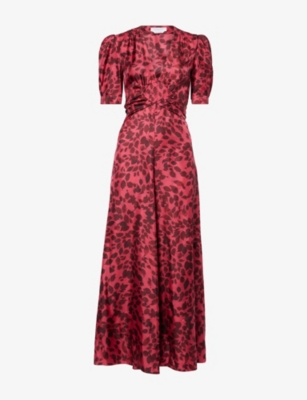 Gabriela Hearst Womens Fuchsia Larkin V-neck Silk Midi Dress In Pink