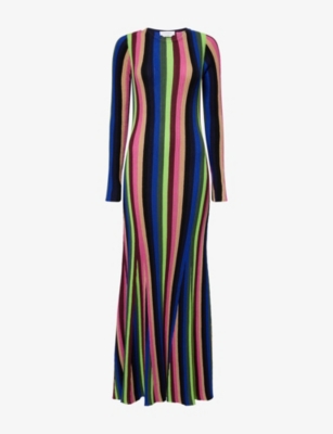 Gabriela Hearst Womens Multi Affinity Striped Cashmere-And-Silk Maxi Dress L