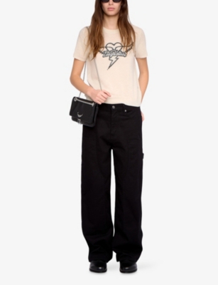 ZADIG&VOLTAIRE: Idal Rhinestone-Logo Cashmere Jumper