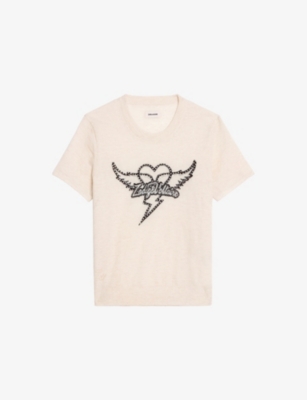 ZADIG&VOLTAIRE: Idal Rhinestone-Logo Cashmere Jumper