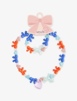 STYCH ACCESSORIES: Unicorn and Bow Beaded Acrylic Jewellery Set