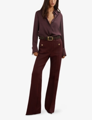 Reiss Womens  Parisa Flared-leg Woven Trousers In Red