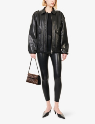 Commando Womens Black Faux-leather Leggings Xl In Black