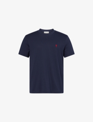 Mens Ami Paris Logo-Embroidered Cotton T-Shirt