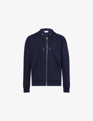 Mens Ami Paris Adc Logo-Embroidered Cotton-Jersey Hoody