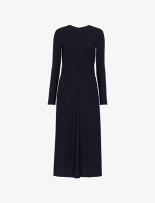 WHISTLES: Ruched Long-Sleeve Stretch-Jersey Midi Dress