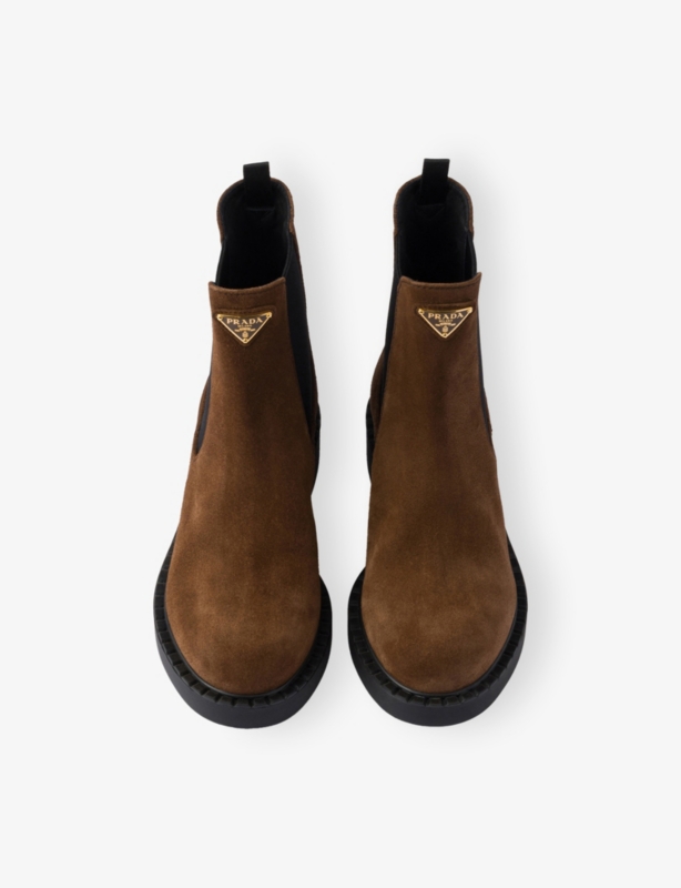 Triangle Logo Suede Chelsea Boots
