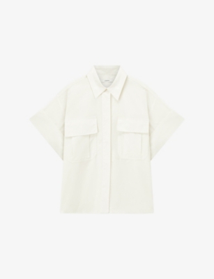 Joseph Womens Wax Justo Flap-pocket Cotton-poplin Shirt In Brown