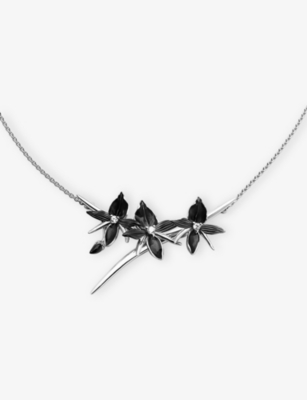 Shaun Leane Womens Black Orchid Sterling-silver And 0.16ct Diamond Flower Necklac In Metallic