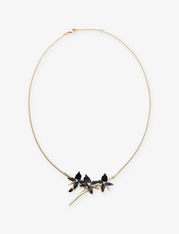 Black Orchid Sterling-Silver, Yellow-Gold Vermeil And 0.16ct Diamond Flower Necklace