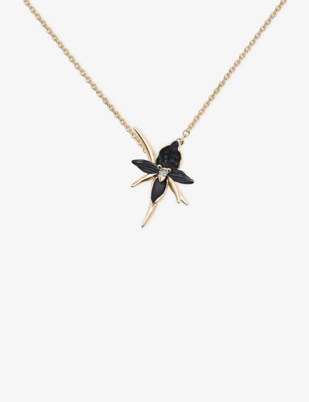 Black Orchid Sterling-Silver, Yellow-Gold Vermeil And 0.016ct Diamond Flower Necklace