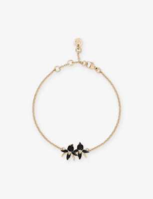 SHAUN LEANE: Black Orchid Flower 18ct Yellow-Gold Vermeil And Diamond Bracelet