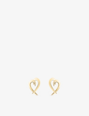SHAUN LEANE: Hook Heart Yellow-Gold Vermeil Stud Earrings