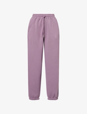 Bo+tee Womens Purple Brand-embroidery Wide-leg Cotton-blend Jogging Bottoms Xs