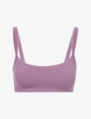 Bo+tee Womens Purple Soft Active Seam-detail Sports Bra