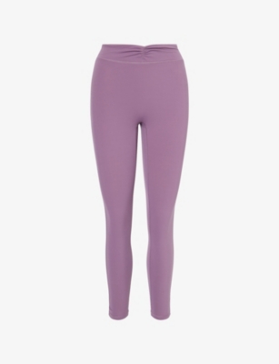 Bo+tee Womens Purple Ruched High-waist Gym Leggings