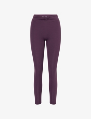 Bo+tee Womens Purple Ruched High-waist Gym Leggings