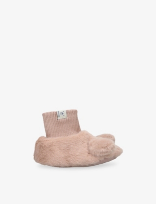 Shoe The Bear Pink Kids' Beth Rabbit Faux-fur Slippers Eur 20 / 4 Uk