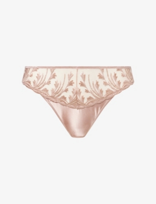 Aubade Womens  Cosmic Romance Satin And Lace Tanga Briefs