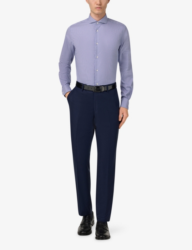 Houndstooth Regular-Fit Cotton Shirt