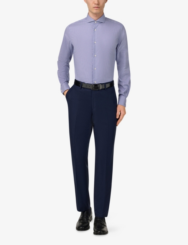 Houndstooth Regular-Fit Cotton Shirt