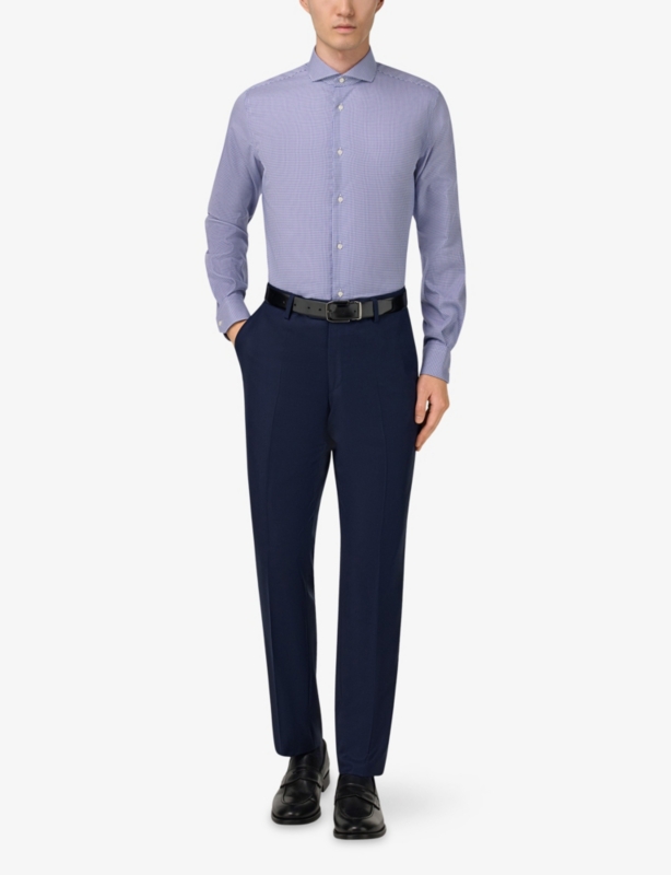 Houndstooth Regular-Fit Cotton Shirt