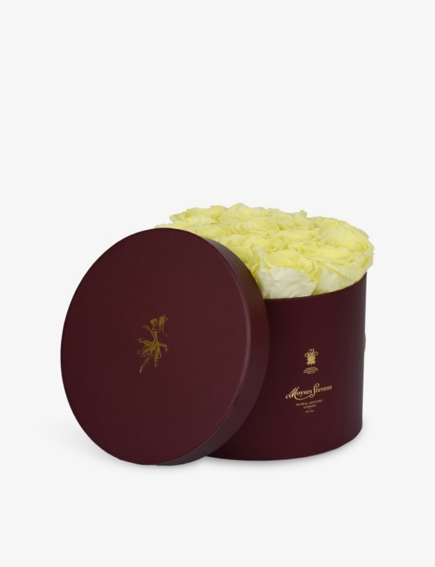 Golden Love Roses Small Preserved Rose Stem Hat Box