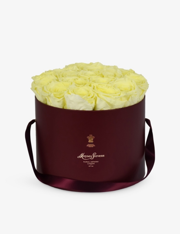 Golden Love Roses Small Preserved Rose Stem Hat Box