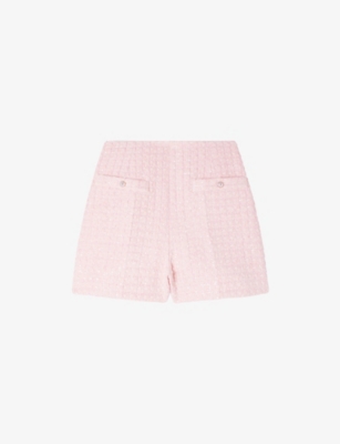 SANDRO: High-Rise Sequin-Embellished Tweed Shorts