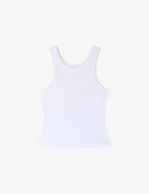 Womens Sandro Beaded-Trim Cotton-Jersey Vest Top