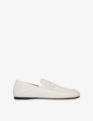 Sandro Womens  Round-toe Leather Loafers In White