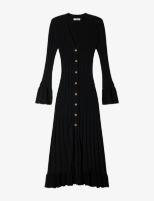 sachin and babi light blue dress SANDRO Embroidered long-sleeve Mini Dress | Black main image 1