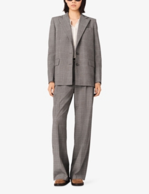 MAJE: Checked Single-Breasted Stretch Wool-Blend Blazer