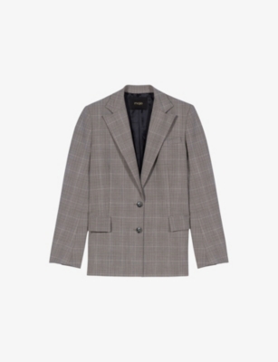 MAJE: Checked Single-Breasted Stretch Wool-Blend Blazer