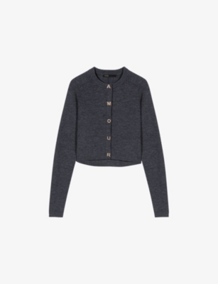 MAJE: Ribbed Round-Neck Wool Cardigan